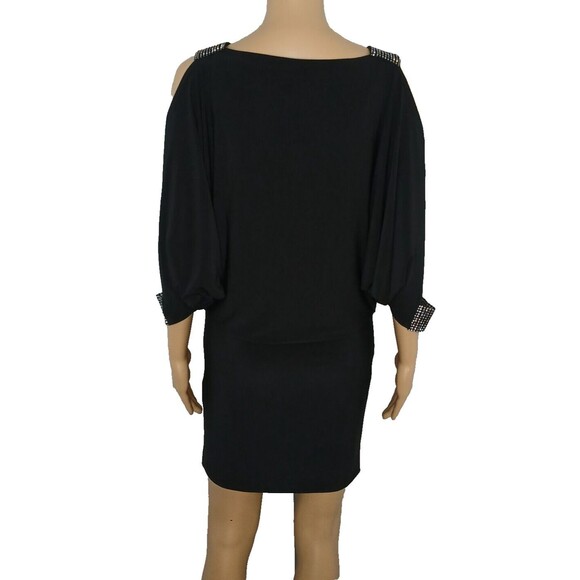 Womens Size 4 Cold Shoulder Rhinestones Cocktail Party Clubbing Mini Dress - Picture 7 of 11